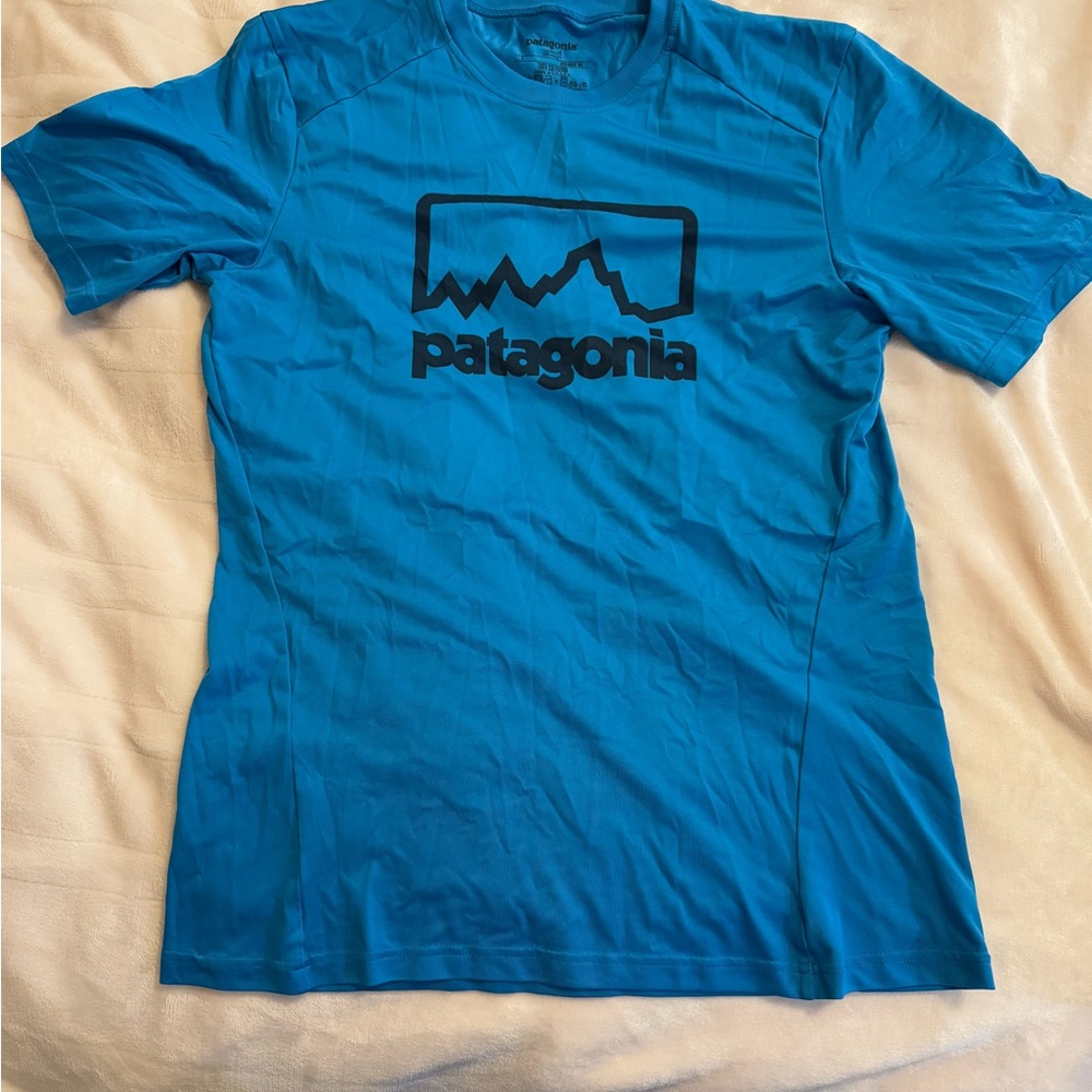 Blue Patagonia Capilene lightweight running shirt